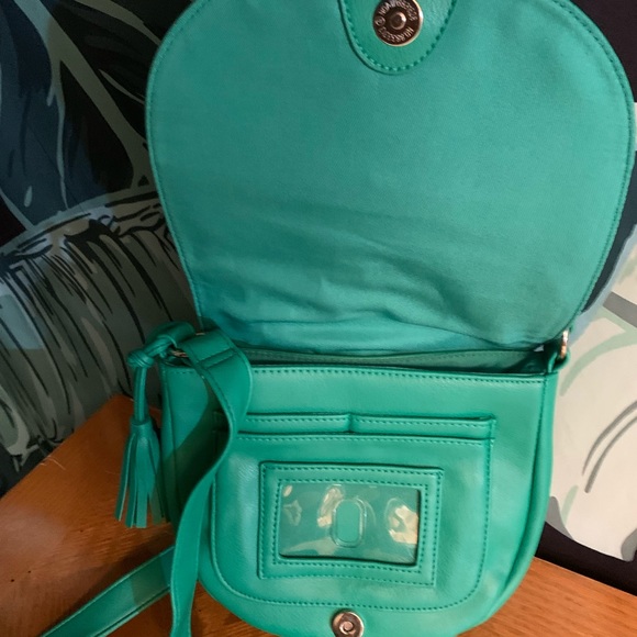 Teal faux leather crossbody bag - Picture 4 of 7